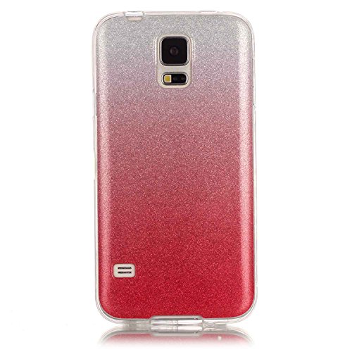 Für Samsung Galaxy S5/S5 Neo Hülle Weiches Silikon Glitzer Schutzhülle Tasche Case,Hochwertig Leicht Gummi Schutz Hoch Handyhüllen Schale Etui,Herzzer Modisch Luxus Silikon Bunt Hülle [Farbverlauf Gradient Farbe] Regenbogen Bling Ultradünn Slim Schutztasche Hülle Bumper Case Back Cover für Samsung Galaxy S5/S5 Neo + 1 x Frei Rosa Handy Halterung Ständer + 1 x Frei Rosa Touch Pen Stift Stylus – Rosa - 2