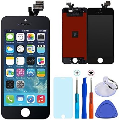 KXC ST iPhone 5 LCD Display (4.0 inches) Touch Screen Replacement Digitizer with Free Tools and Professional Glass Screen Protector Black