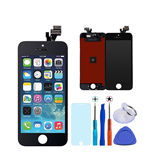 Écran LCD Display Vitre Tactile Numérique Remplacement Pour montage Complet Avec Kit d’outils De Réparation (4.0 Pouces) + Protection d’écran Pour iPhone 5 (Noir) par KXC ST