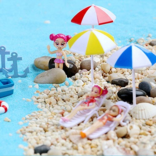 LUOEM Strand Sonnenschirm Mini Regenschirm Landschaft Bonsai Dollhouse Handwerk Dekor Blau - 6