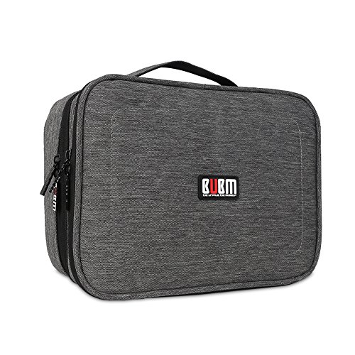 BUBM Mehrfachfunktion Kabelorganiser Tasche Reisetasche mit Doppelschichten für Elektronische Zubehöre wie Netzteil, Maus und USB Stricks(Groß, Denim Grau) - 2