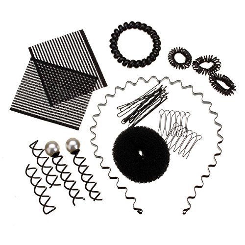 LuckyFine Frisurenhilfe Haar Styling Werkzeug Set Haarkamm schwamm Haardreher Pads Foam Sponge Bun Donut Hair Clip - 4