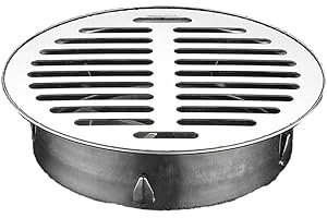 HpLive 125 mm Siphon de sol rond en acier inoxydable, siphon de sol anti-blocage pour le toit extérieur, siphon de sol encastrable à grand déplacement, pour terrasse extérieure de jardin