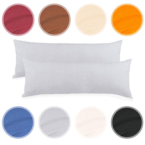 Seitenschläferkissen-Bezug 40x120 Doppelpack, Jersey-Baumwolle Kissenbezug für Stillkissen BeNature CelinaTex 5000948 silber-grau