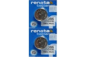 Renata 386 SR43W Batteries - 1.55V Silver Oxide 386 Watch Battery (2 Count)