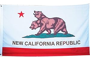 HEMORE New California Republic Flag 3X5Ft Banner For Bar Party Office Decoration Polyester Canvas Head with Metal Grommet Double-headed Bear Flag 1Pc