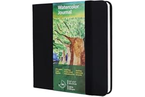 tumuarta Diario quadrato per acquerelli, 63,5 kg, 300 g/m², 14 x 13 cm, carta di cotone, stampa a freddo, 24 fogli, album da disegno per acquerelli, da utilizzare come taccuino da viaggio e blocco per