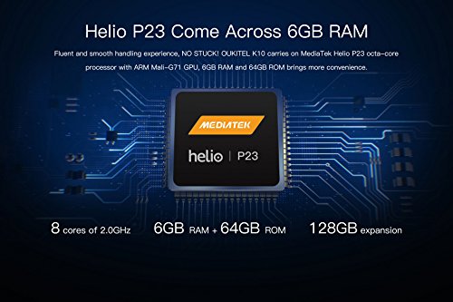 OUKITEL K10 Smartphone 4G Android 7,1 OS, 6 Pollici(18:9) Schermo Telefoni, 13MP + 8MP Anteriore, 21MP + 8MP Posteriore Fotocamera 11000mAh Cellulari, Processore Octa-core da 2,0 GHz Telefonia Mobile con 6GB RAM + 64GB ROM, Doppio SIM, Impronta Digitale Posteriore - Nero