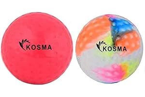 Kosma Set of 2 Dimple Hockey Balls | Outdoor Sports PVC Practice Training Ball (Pink, Multi Colour)