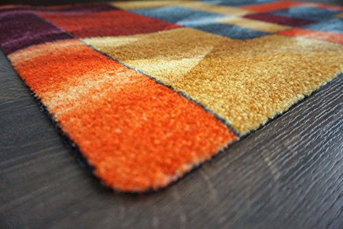 Designer-Fußmatte für Flur, Bad, Innen- und Außen-Bereich | Rutschfester und waschbarer Fuß-Abtreter | Praktischer Fußabstreifer und Schmutzfang-Matte | Moderne 50 x 70 cm Gelb-Orange | DECO-MAT - 2