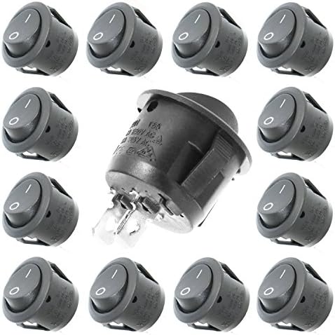 Kebinfen® 12 PCS On/Off Self Latching Press Round Buttons Rocker Switch Toggle for Car Auto Boat 10A 125V 6A 250V