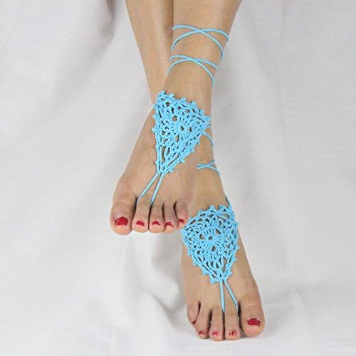 GYJUN Women's Crochet Nude Shoes Foot Jewelry Bridesmaid Shoes Anklet Barefoot Sandals , one size