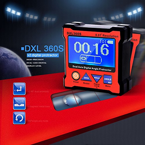 KKmoon DXL360S Dual Axis Digital Winkel Winkelmesser mit 5 Seite magnetischer Basis Hochpräzisions-Dual-Achsen Digitalanzeige Niveaustandanzeiger 100-240V 50 – 60Hz - 3