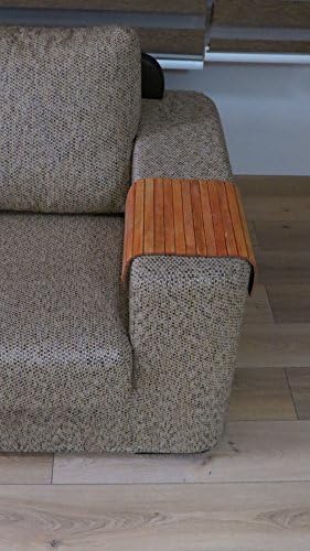 Handmade Sofa Tray Table with Cherry natural wood and Rug Design Fabric (Red) back cover