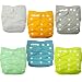 Alva Baby Double Rows of Snaps 6pcs Pack Fitted Pocket Washable Adjustable Cloth Diaper with 2 Inserts Each (6 Assorted Neutral Color) (Baby/Babe/Infant - Little ones)