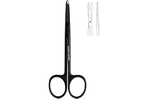 A2Z SCILAB Suture Stitch Scissors 4.5" with Crescent Delicate Hook- Perfect for Suture Removal, First Aid, EMS Training and More Premium Quality Instrument- Stainless Steel (Black)