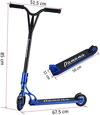 Seababyhouse Stunt Mobility Scooter Street Jump Push Trick Alloy Custom Deck 110mm Wheels Teens Adults Kids Gift (Blue)