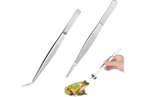 EMHTHME 2Pcs Pinzas de Acuario, Aquascaping Kit Pinzas Rectas/Curvas, Pinzas de Acero Inoxidable, Pinzas de alimentación de 30 cm, para el Hogar, Cocina, Bonsái, Jardinería, Pecera y Alimentación