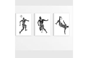 Yangxiaolei cuadros decoracion salon grandes modernos Juego de 3 cuadros de fútbol en blanco y negro cuadro lienzos laminas decorativos dormitorios pared 30x40cm(11.8x15.7inch) x3 Frameless