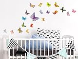 I-love-Wandtattoo WAS-10054 Kinderzimmer Wandsticker Set A4 "Schmetterlinge Bunte Vielfalt" 20 Stück zum Kleben Wandtattoo Wandaufkleber Sticker Wanddeko