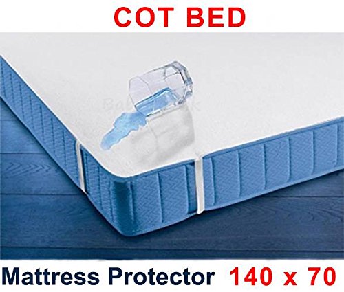 Junior or Cot Bed Waterproof Mattress Protector / Baby Breathable Terry Sheet Cover 70 X 140 cm