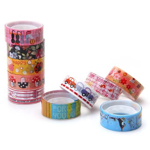 Preisvergleich Produktbild CARCHET® 10x Klebeband Bunt Dekoration 14mm Mehrfarbig untoxisch Nagelneu