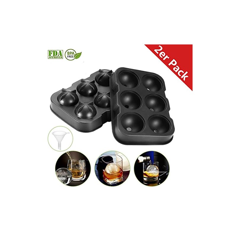 Makibee Eiswrfelformen Silikon Xxl Eiswrfelbehlter 2er Pack Eiswrfelbereiter 5 Cm Groe Eiskugeln Runde Eiskugelformer Ice Tray Ice Cube Fr Bier Cocktails Whisky