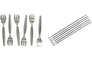 Fackelmann 32133 6 Fourchettes à Huîtres, Acier Inoxydable,17 x 8 x 2 cm & 43776 Lot de 6 fourchettes à crustacés, 6 fourchettes à crustacés, curettes pour fruits de mer, Argenté, 18,5 cm