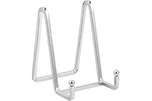 DIDUDIDU Soporte Platos Mesa Caballete Expositor - 1 Piezas Plata Soportes para Platos Decorativos - Soporte de Placa para Exhibicion - Caballetes de Hierro Para Marcos de Fotos | Libros | Arte - 4,5 Pulgadas