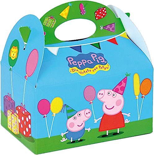 4 Geschenkboxen aus Pappe * PEPPA PIG * für Kindergeburtstag und Mottoparty // CONO // Party Kinder Kinderparty Mitgebsel Geschenktüten Tüten Partyboxen Wutz - 2