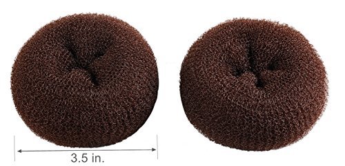 CLOTHOBEAUTY 2 pieces Large Size Hair Bun Donut Maker, Ring Style Bun, Women Chignon Hair Donut Buns Maker,Hair Doughnut Shaper Hair Bun maker (3.5 in. ) (Brown)