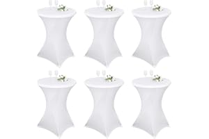 ‎PESONLOOK Pesonlook 6er-Set Stretch Stehtisch Husse für Bistrotisch Ø 80-85 cm Elegante,Verstärkung im Fußbereich,40°C Maschinenwäsche ，Stretch-Husse Weiß Hussen für Stehtische und Bistrotische（80×110cm,Weiß