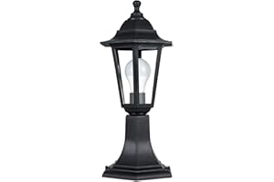 MiniSun | Traditional Black Lamp Post Lantern | Post Lights, Home Décor & Improvement Essential | Includes 6W LED Bulb [3000K Warm White]