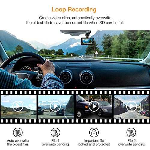 APEMAN Full HD 1080P Dashcam Autokamera Video Recorder mit 170° Weitwinkelobjektiv, 3 Zoll LCD-Bildschirm, WDR, Bewegungserkennung, Parkmonitor, Loop-Aufnahme, Nachtsicht und G-Sensor - 5
