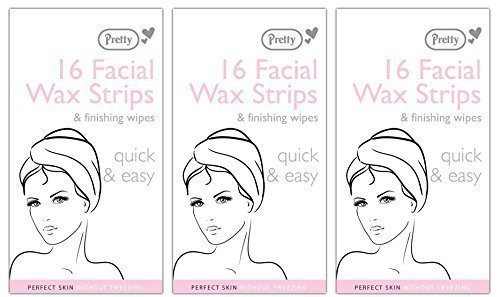 48 Pretty Facial Wax Strips & Finishing Wipes (3 Packs of 16)