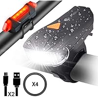 Myguru Luci Bicicletta, Luce Bici LED Ricaricabile USB Impermeabile Set Fanalini Anteriori Posteriori Bike Lampadine Ciclismo Bici Strada Montagna Sicurezza Notte Sensore Intelligente 5 modalit&agrave;