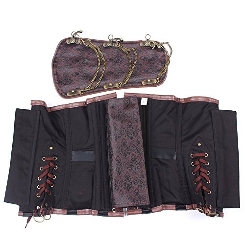 FeelinGirl Damen Steampunk Korsett Kunstleder korsagenkleid Rock Kostüm Burlesque Korsett Faschingskostüm - 4