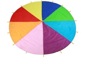 Fdit Les Enfants Jouent Arc-en-Ciel Parachute pour Enfants Jeu de Plein Air école Maternelle de développement Parachute ludico Arc-en-Ciel de Jeu ø Set de fête pour Enfants 6m