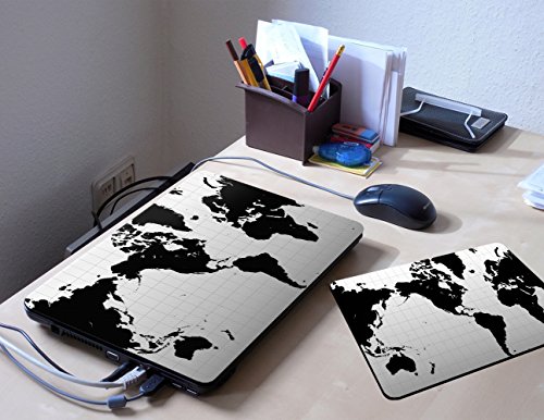 Zeug 10003, Weltkarte, Skin-Aufkleber Folie Sticker Laptop Vinyl Designfolie Decal mit Ledernachbildung Laminat und Farbig Design für Laptop 11.6″ - 4
