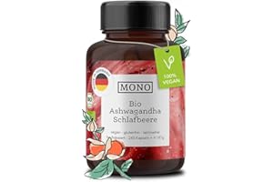 ‎MONO MONO Ashwagandha BIO Kapseln mit 1980mg Ashwagandha Bio Pulver - vegane 80 Tage BIO Kur mit hochdosierten Ashwagandha BIO Pulver Withania Somnifera / Schlafbeere - Ashwagandha Kurkraft