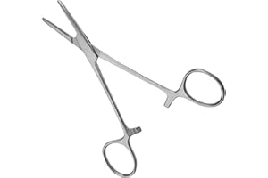 HIGHFITT AZN Dog Hemostat Forceps Fishing Forceps For Unhooking Fish Locking Pliers Dog Pet Ear Hair Tweezers Self-Locking Pick-Up Pliers Dog Grooming Scissors Piercing Forceps Dog Ear Hair Puller (Straight) 5"