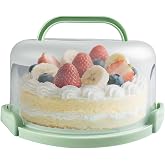 VELLUSTRA Storage and Transport Cake Container, Cake Holder, Boxes with Lid for 10 Inches, Portable Round Carrier for Transpo