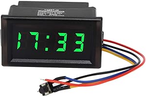 KIMISS Reloj digital LED para coche, DC4.5-30V, resistente al agua y polvo, pantalla verde brillante, ideal para tablero de auto, reloj electrónico de precisión