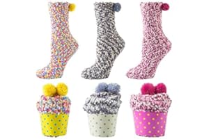 KOTASHION Fluffy Socks Women Cupcake Winter Warm Socks Girls Gifts Cosy Thermal Socks Soft Bed Socks for Christmas Birthday Party Holiday Gifts Multicolored