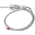 Walfront Temperature Sensor Probe, K-Type, Stainless Steel, 1/2 NPT, Detachable 3-Pin, 2m/6.6ft, -100~1250°C, ±1.5%, Industrial, High-Temperature Environments