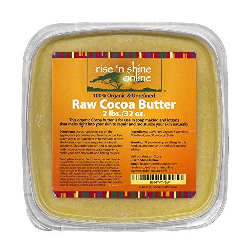 (32 oz) Bulk Raw Cocoa Butter with RECIPE EBOOK - Perfect for All Your DIY Home Recipes Like Soap Making, Lotion, Shampoo, Lip Balm & Hand Cream - Unrefined Organic Cacao Butter Good for Stretch Marks