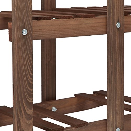 Relaxdays Blumenregal aus Holz, 5 Ebenen, Blumenständer für innen, Mehrstöckig, HBT: ca. 125 x 81 x 25 cm, dunkelbraun - 3