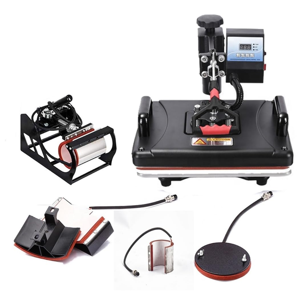 Print Digits 5 in 1 Sublimation Heavy Duty Machine/Sublimation Printing Machine, Use for Print Paper/Mug/Tshirt, (Black)