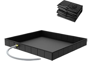 Zhwidnerso Foldable Shower Base, 104x104x13cm Large Portable Shower Pan with Drain Pipe, Camping Shower Base, Tent Shower Tray Awning Base for Indoor Outdoor Camping, Pet Shower Bathing Tray