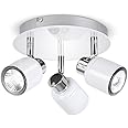 MiniSun | Modern Gloss White Adjustable 3 Way Round Plate Ceiling Spotlight | Ceiling Spots, Home Décor & Improvement Essential